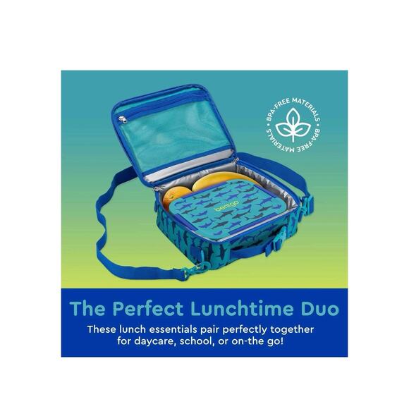 Bentgo Snap & Go Kid’s Lunch Set Shark Leak Proof Box & Deluxe Insulated Bag - Picture 6 of 7
